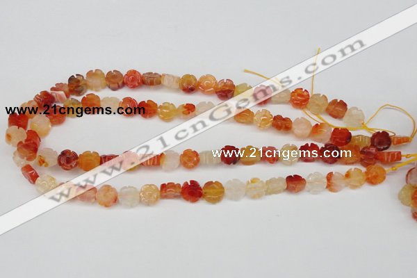 CFG71 15.5 inches 10mm carved flower agate gemstone beads