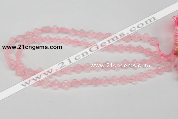 CFG72 15.5 inches 11*11mm carved flower rose quartz gemstone beads