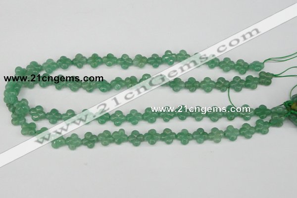 CFG74 15.5 inches 11*11mm carved flower green aventurine beads