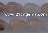 CFG750 15.5 inches 15*20mm carved teardrop natural pink quartz beads