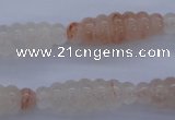 CFG752 15.5 inches 10*30mm carved rice natural pink quartz beads