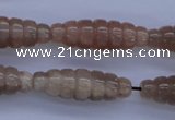 CFG755 15.5 inches 10*30mm carved rice natural moonstone beads