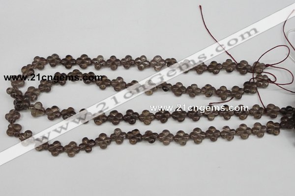 CFG76 15.5 inches 11*11mm carved flower smoky quartz beads