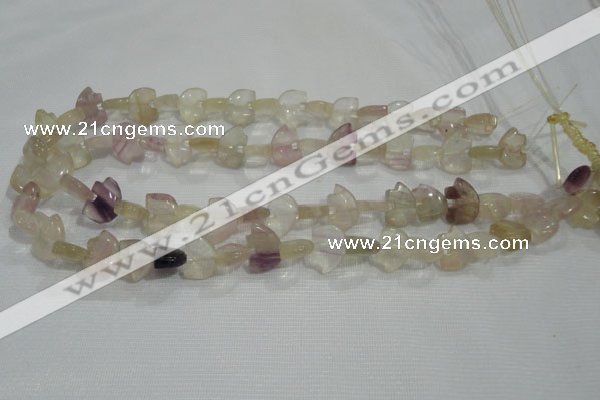 CFG765 15.5 inches 10*15mm carved animal fluorite gemstone beads