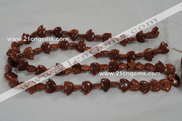 CFG768 15.5 inches 10*15mm carved animal goldstone gemstone beads