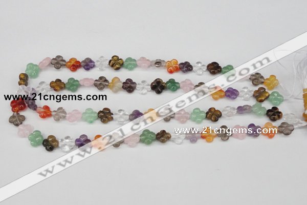 CFG77 15.5 inches 11*11mm carved flower mixed gemstone beads