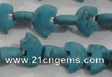 CFG773 15.5 inches 10*15mm carved animal synthetic turquoise beads