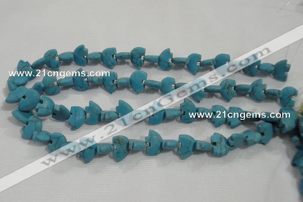 CFG773 15.5 inches 10*15mm carved animal synthetic turquoise beads