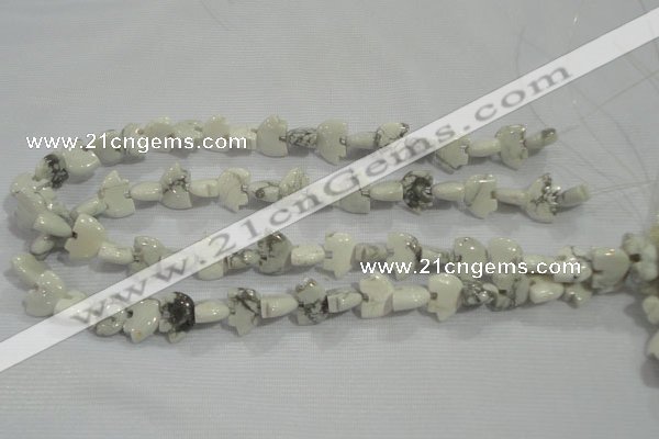 CFG774 15.5 inches 10*15mm carved animal white howlite beads
