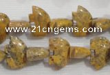 CFG775 15.5 inches 10*15mm carved animal leopard jasper beads