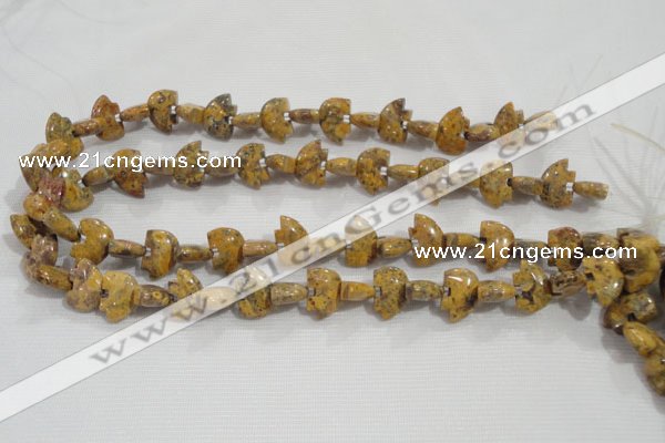 CFG775 15.5 inches 10*15mm carved animal leopard jasper beads