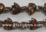 CFG776 15.5 inches 10*15mm carved animal leopard jasper beads