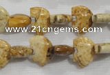 CFG778 15.5 inches 10*15mm carved animal picture jasper beads