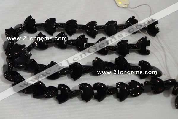 CFG791 12.5 inches 14*18mm carved animal black agate gemstone beads