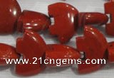 CFG805 12.5 inches 14*18mm carved animal red jasper beads