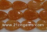 CFG817 12.5 inches 15*20mm carved leaf red aventurine beads wholesale