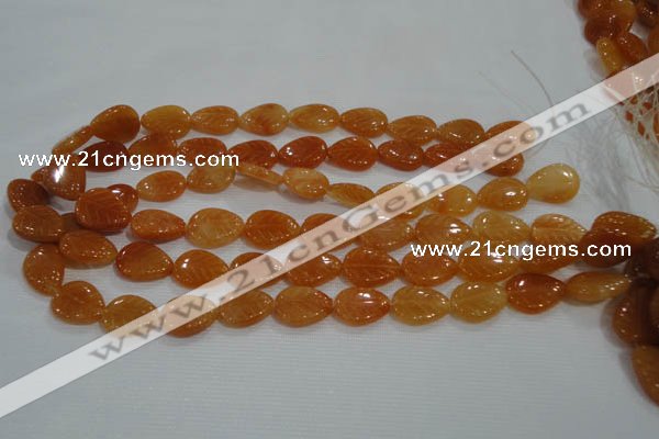 CFG817 12.5 inches 15*20mm carved leaf red aventurine beads wholesale