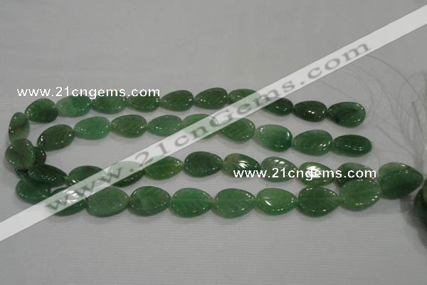 CFG818 12.5 inches 15*20mm carved leaf green aventurine beads wholesale