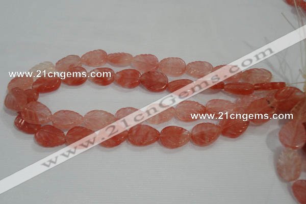 CFG819 12.5 inches 15*20mm carved leaf cherry quartz beads wholesale