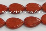 CFG822 12.5 inches 15*20mm carved leaf red jasper beads wholesale