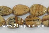 CFG823 12.5 inches 15*20mm carved leaf picture jasper beads wholesale