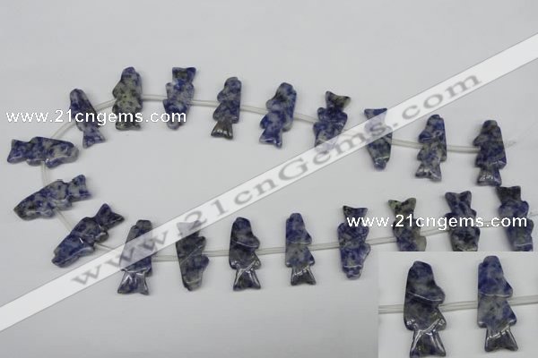 CFG851 Top-drilled 10*26mm carved animal sodalite gemstone beads