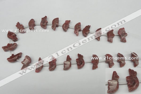 CFG856 Top-drilled 10*23mm carved animal rhodochrosite beads