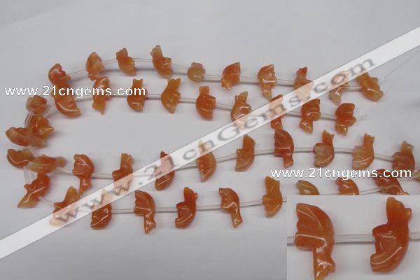 CFG858 Top-drilled 10*20mm carved animal red aventurine beads