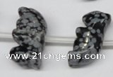 CFG859 Top-drilled 10*20mm carved animal snowflake obsidian beads