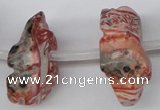 CFG863 Top-drilled 12*18mm carved animal red zebra jasper beads