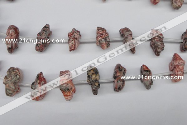 CFG863 Top-drilled 12*18mm carved animal red zebra jasper beads