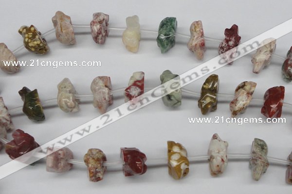 CFG864 Top-drilled 12*18mm carved animal mixed gemstone beads