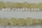 CFG880 15.5 inches 10mm carved flower yellow jade gemstone beads