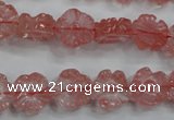 CFG884 15.5 inches 12mm carved flower cherry quartz beads