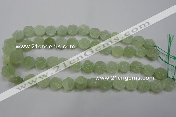 CFG886 15.5 inches 14mm carved flower New jade gemstone beads