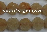 CFG888 15.5 inches 14mm carved flower red aventurine beads