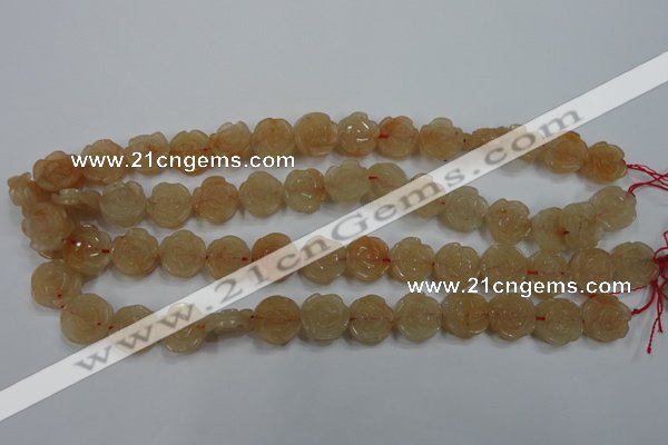 CFG888 15.5 inches 14mm carved flower red aventurine beads