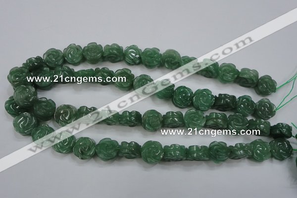 CFG889 15.5 inches 14mm carved flower green aventurine beads