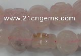 CFG890 15.5 inches 14mm carved flower rose quartz gemstone beads