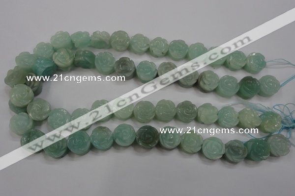 CFG892 15.5 inches 14mm carved flower amazonite gemstone beads