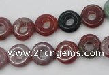 CFG902 15.5 inches 12mm carved coin donut Indian agate beads