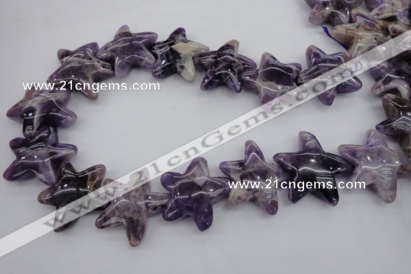 CFG910 15.5 inches 30*33mm carved star dogtooth amethyst beads