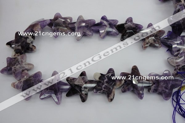 CFG911 15.5 inches 30*33mm faceted & carved star dogtooth amethyst beads