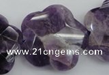 CFG914 15.5 inches 32*33mm faceted & carved flower dogtooth amethyst beads