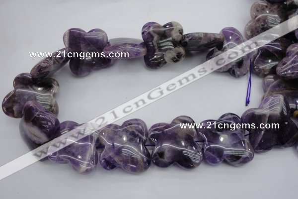 CFG916 15.5 inches 30*33mm carved butterfly dogtooth amethyst beads