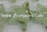 CFG919 15.5 inches 30*33mm carved star green rutilated quartz beads