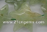 CFG920 30*33mm faceted & carved star green rutilated quartz beads