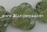 CFG923 32*33mm faceted & carved flower green rutilated quartz beads