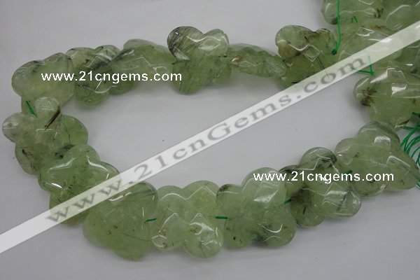 CFG926 30*33mm faceted & carved butterfly green rutilated quartz beads