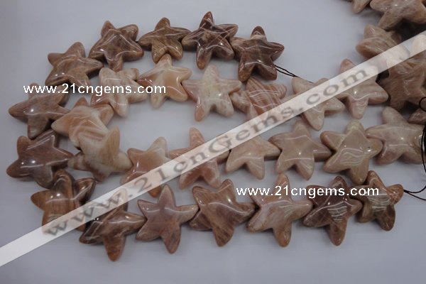 CFG928 15.5 inches 30*33mm carved star moonstone beads